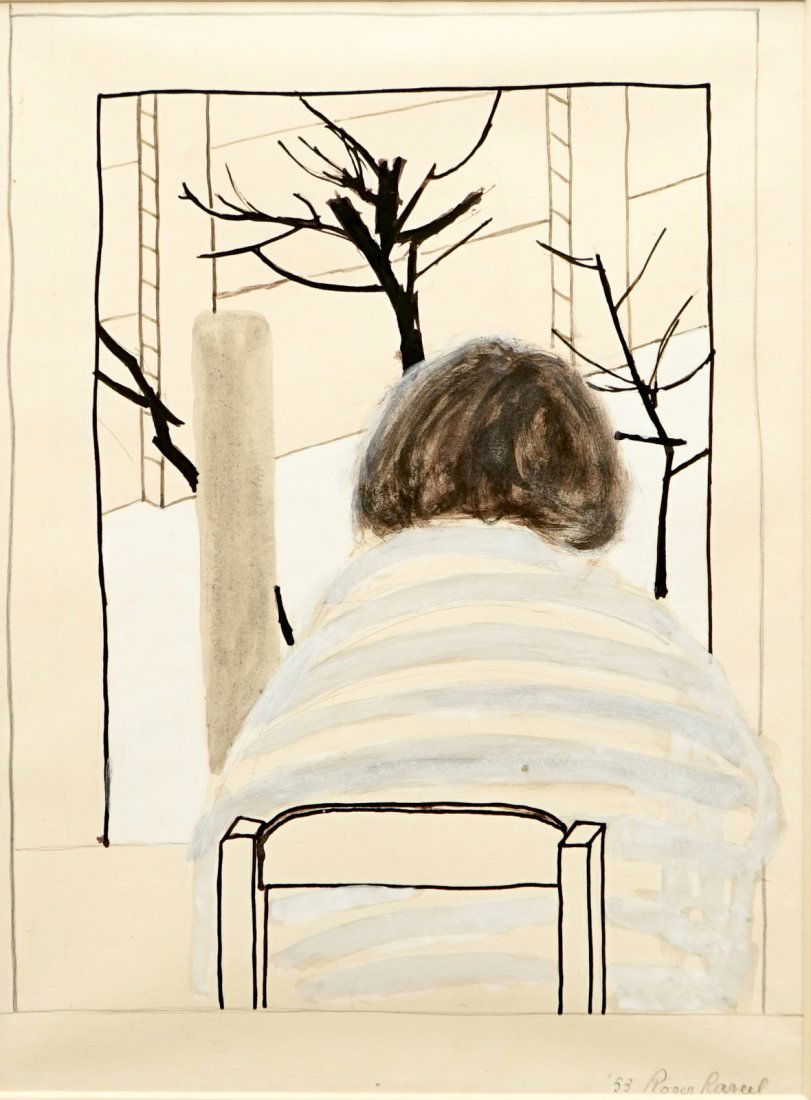 Roger Raveel, (1921-2013), Zulma in a winter landscape,: Dim.: 55 x 45 cm (frame)Dim.: 35 x 26 cm Signed and dated in pencil in the lower right: '53 Roger Raveel.