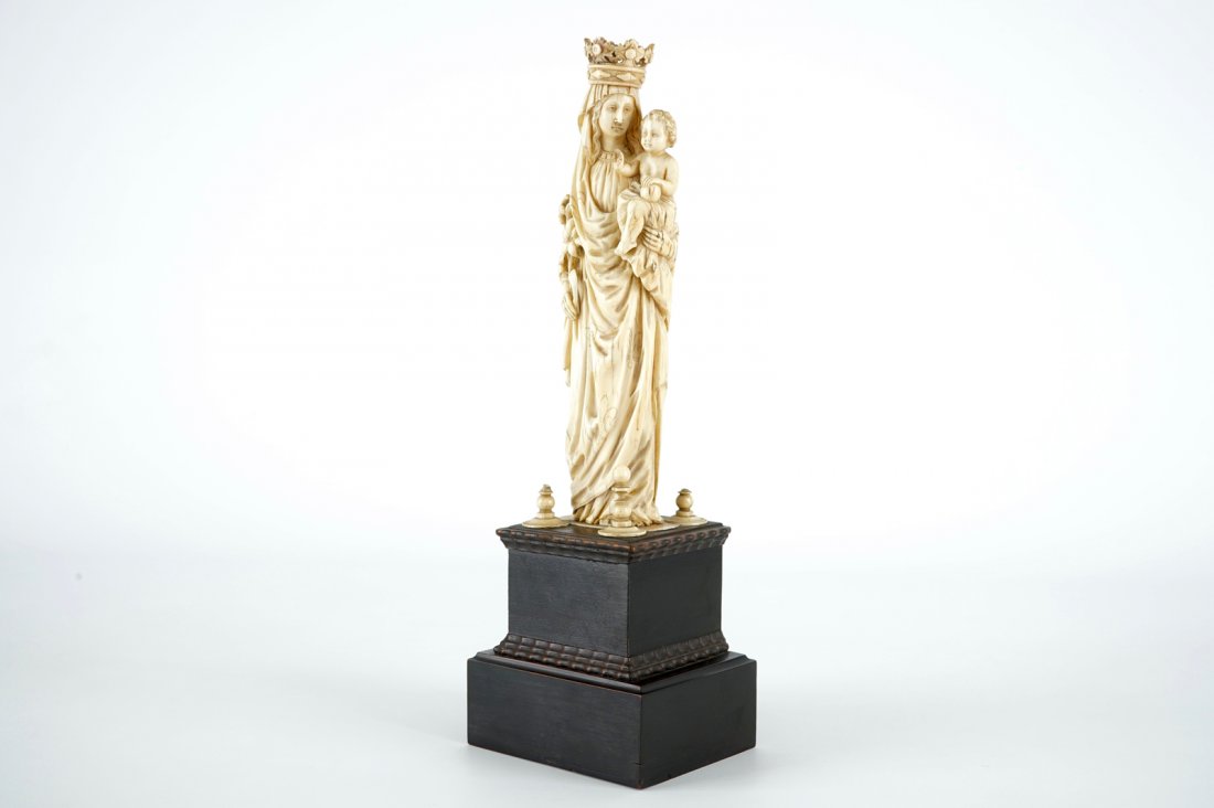 A finely carved ivory figure of Mary with child on (1 of 6)