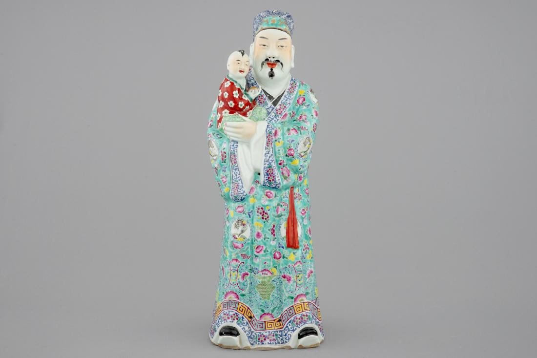 A large Chinese famille rose figure of an immortal, (1 of 8)