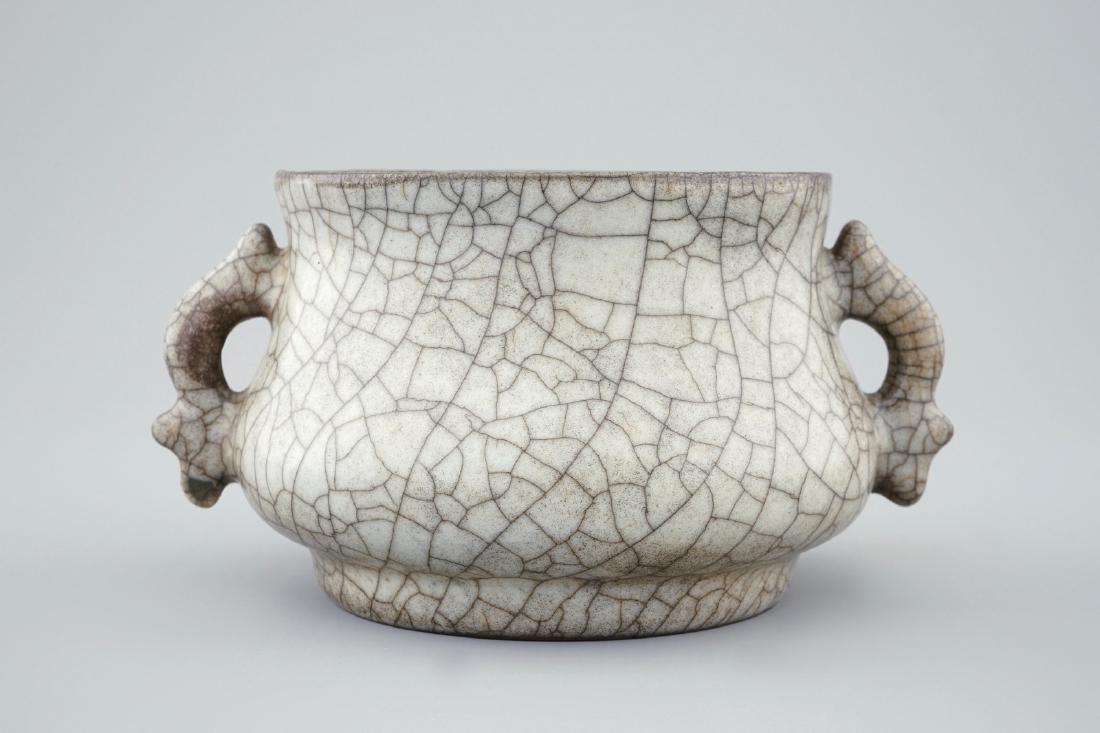 A Chinese crackle ware Song-style incense burner, (1 of 3)