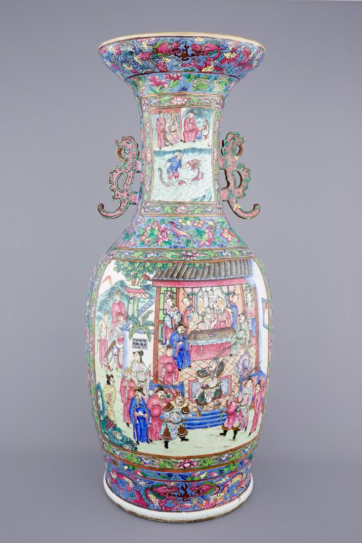 A massive Chinese famille rose on blue ground vase with (1 of 7)