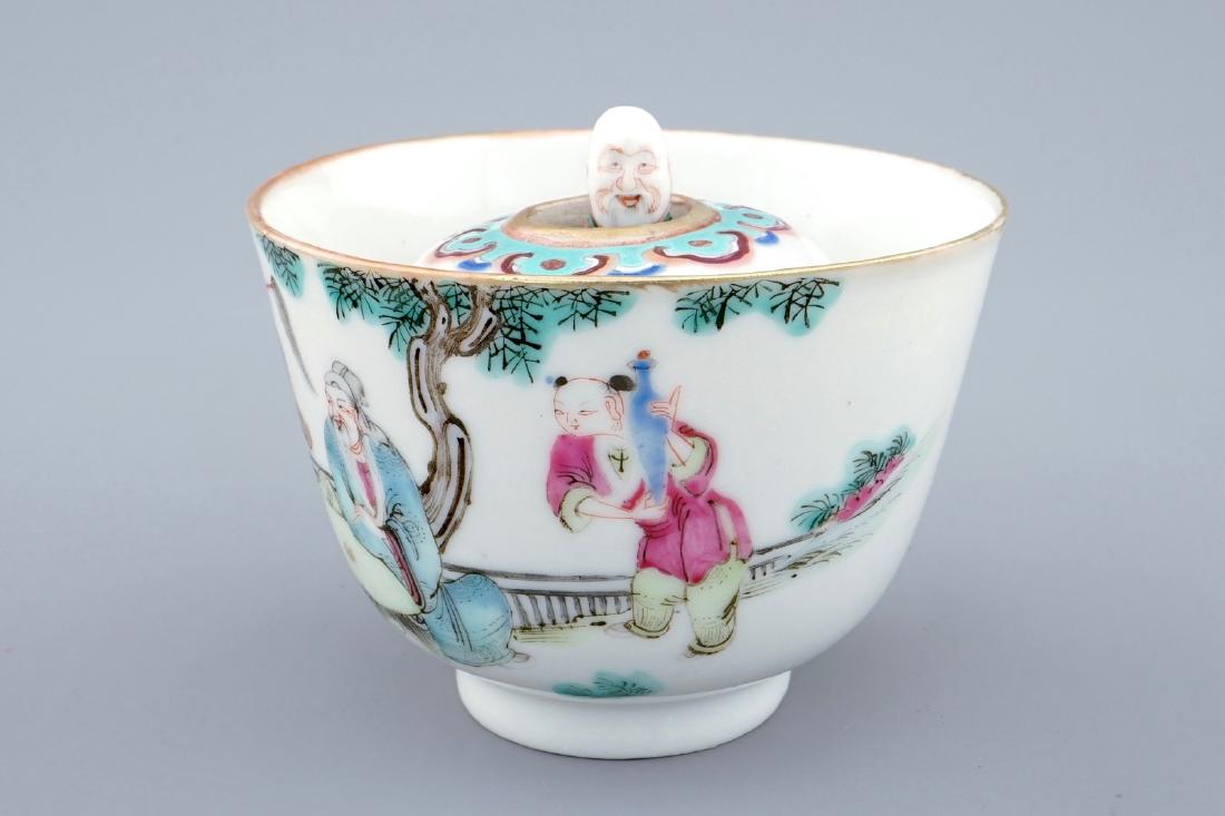 A Chinese famille rose trick cup, Xianfeng mark and of (1 of 5)