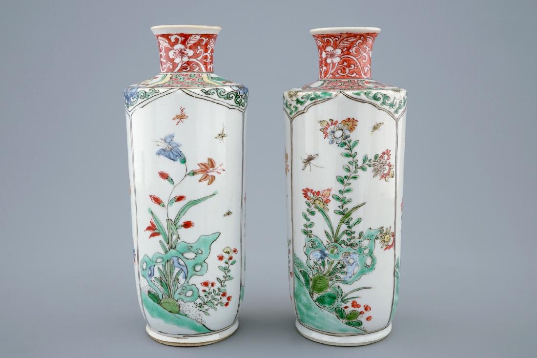 A pair of Chinese famille verte vases, Kangxi: A pair of Chinese famille verte vases, Kangxi H.: 18 cm