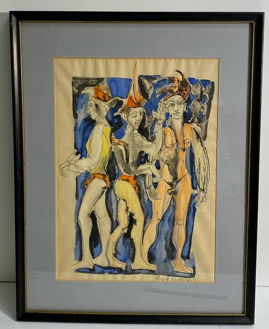 Marlon Davidson Three Jesters, Watercolor on paper (1 of 2)