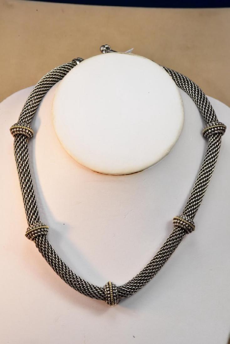 16" Sterling Stephen Dweck Mesh Necklace: 16" Signed Stephen Dweck Designed Sterling Mesh Necklace 72.6g TW.