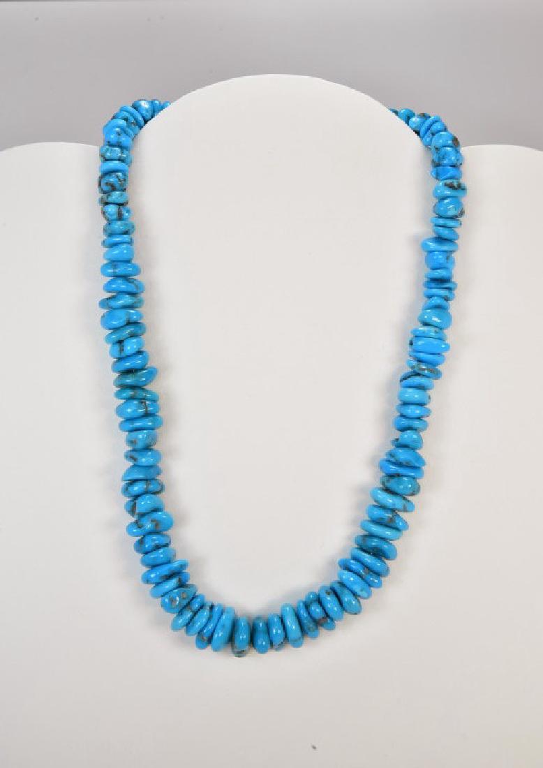 16" Polished Turquoise Beaded Choker: 16" Polished Turquoise Beaded Choker