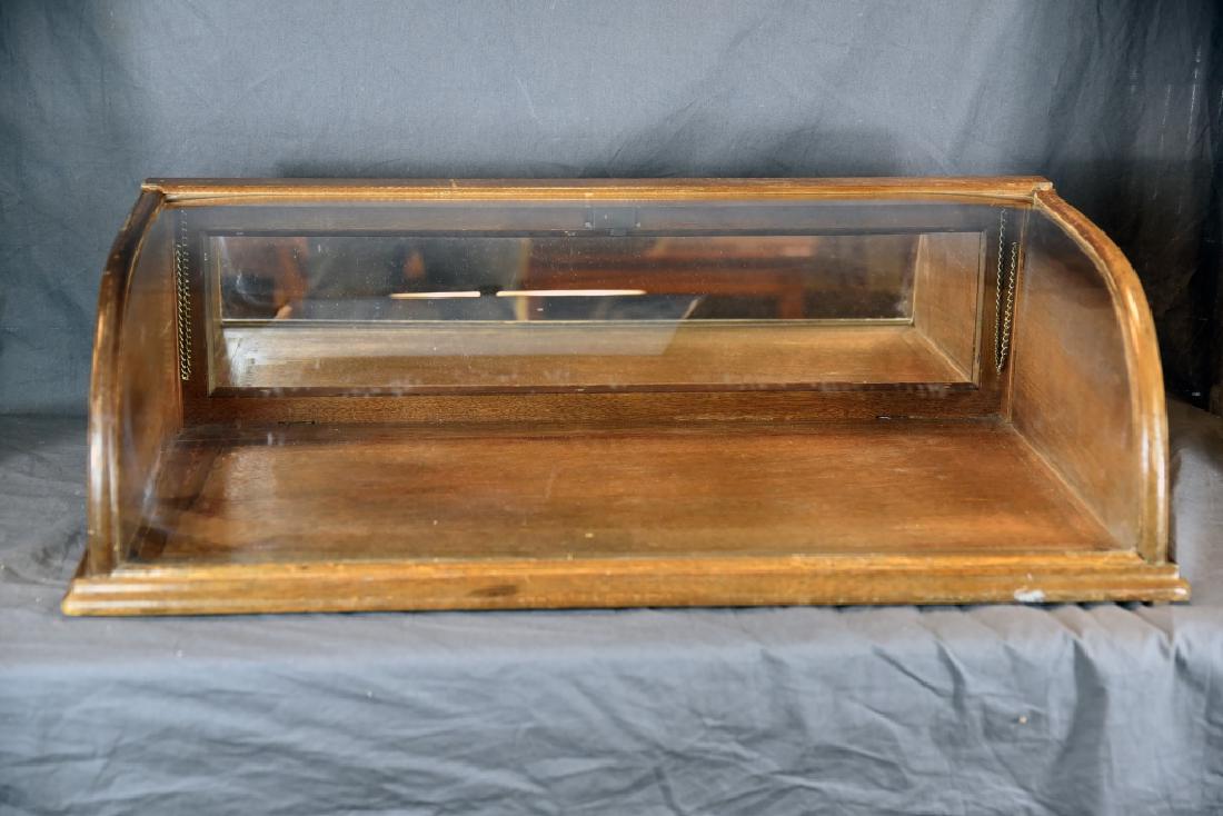 Curved Glass Oak Countertop Display Case