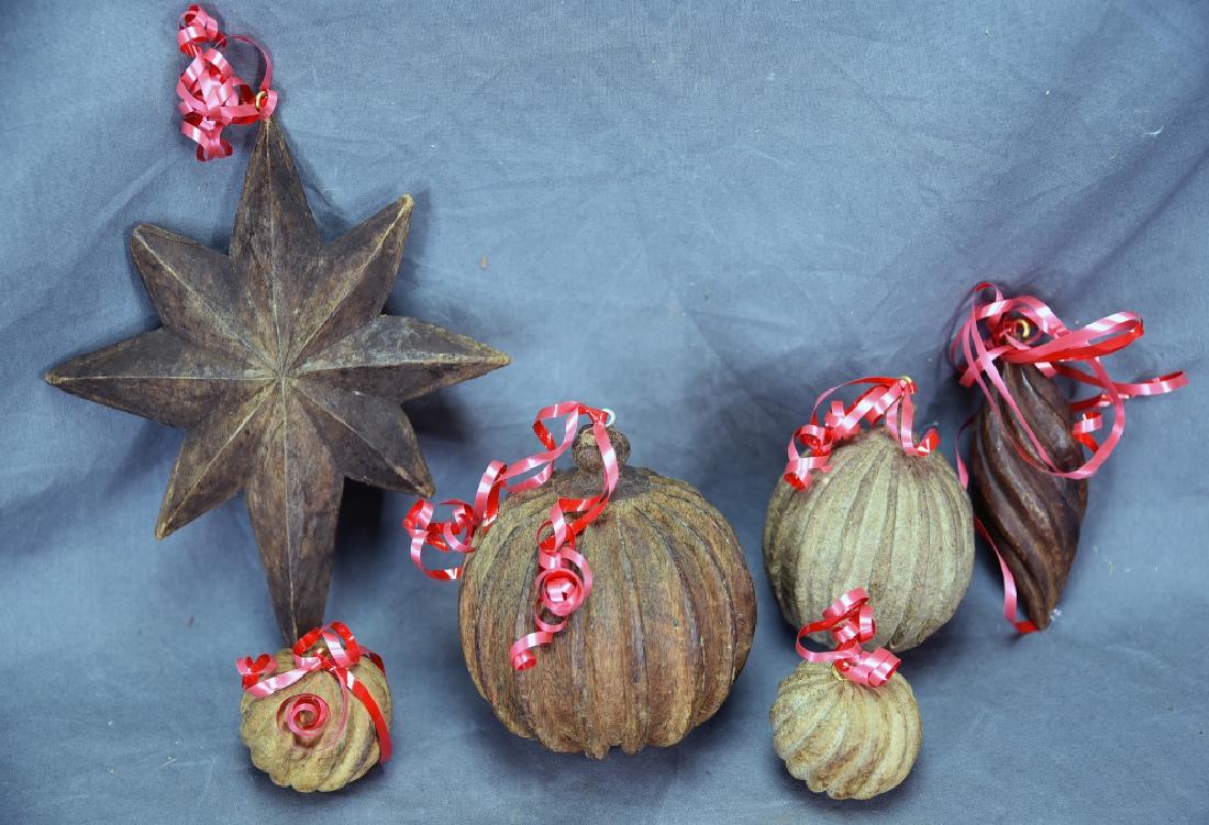 6 Wooden Paper Mache Mold Christmas Ornaments (1 of 5)