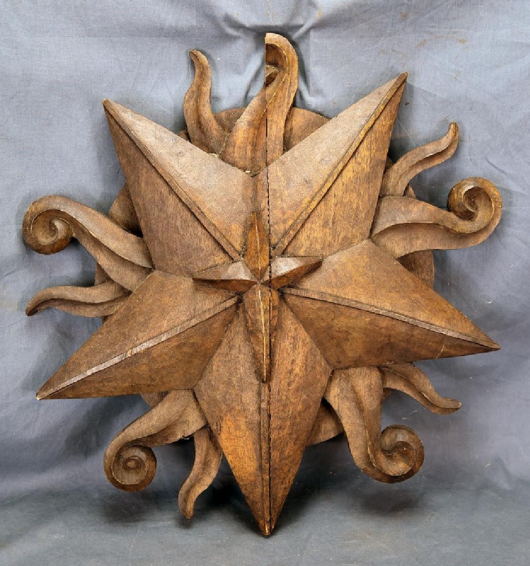 Carved Wooden Star Sun Paper Mache Moldâ€¦ (1 of 2)