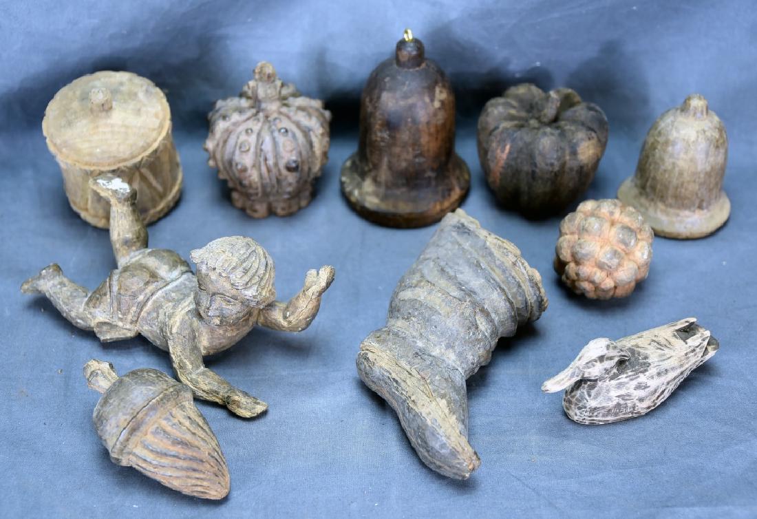 10 Carved Wooden Paper Mache Ornament Molds (1 of 9)