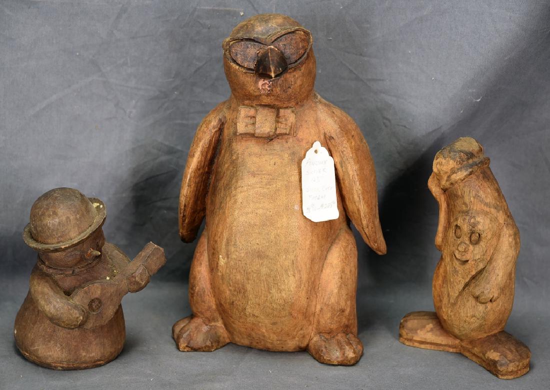 3 Wood Paper Mache Molds, Penguin, Schmoo, Snowman (1 of 7)
