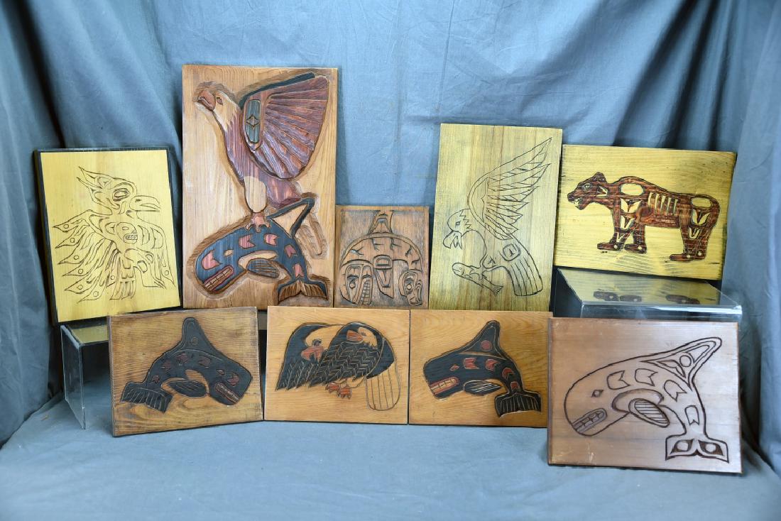 9 Carved Wooden Wall Plaques Ray Shaw Nitinaht (1 of 10)