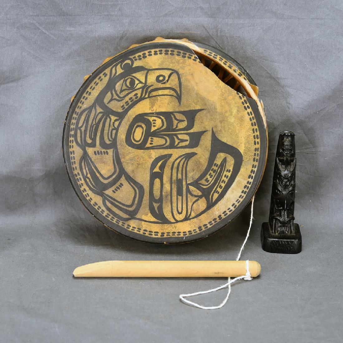 12" Decorated Northwest Coastal Skin Head Drum (1 of 6)