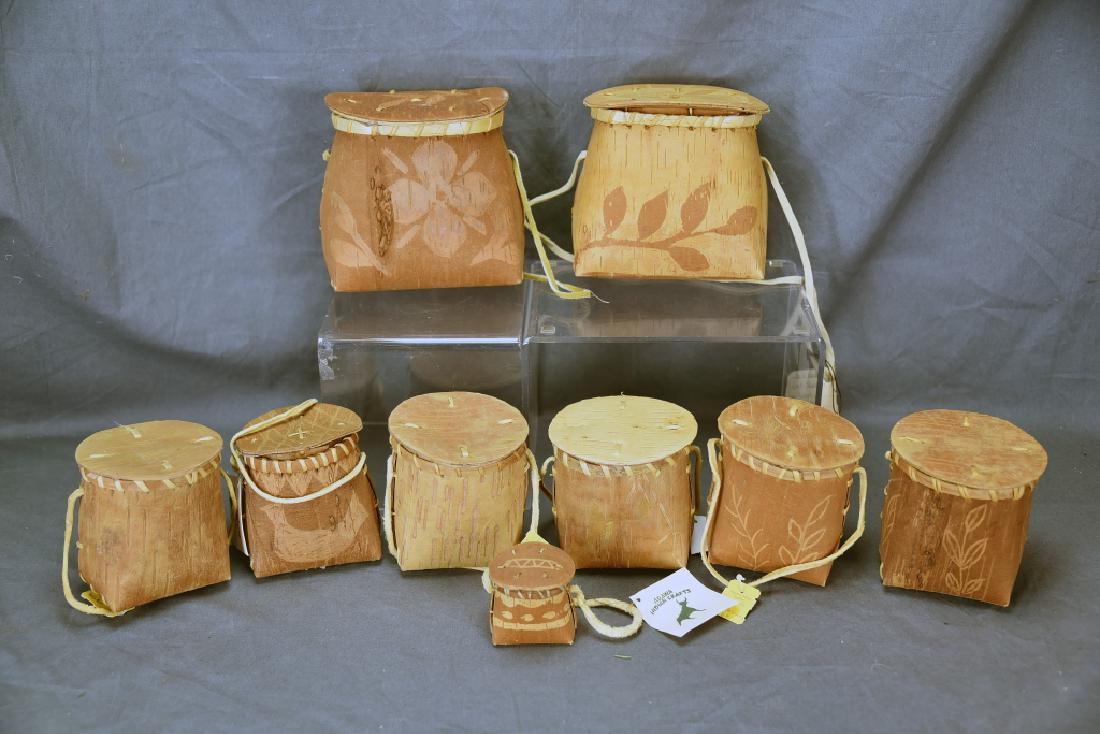 9 Native American Decorated Birch Bark Baskets (1 of 6)
