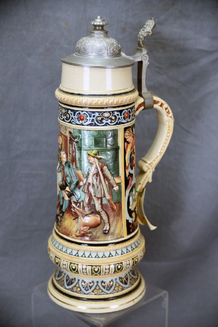 16 1/2" Tall German Stein Painted Pottery Relief (1 of 7)