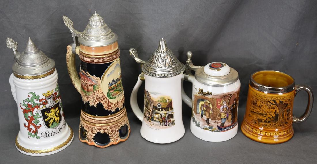 5 Vintage Steins, Advertising, Musical, McCoyâ€¦ (1 of 16)