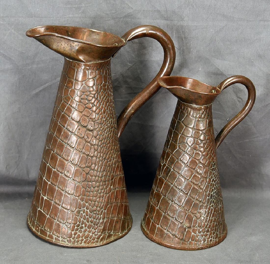 2 Sankey & Sons Crocodile Embossed Copper Pitchers (1 of 11)