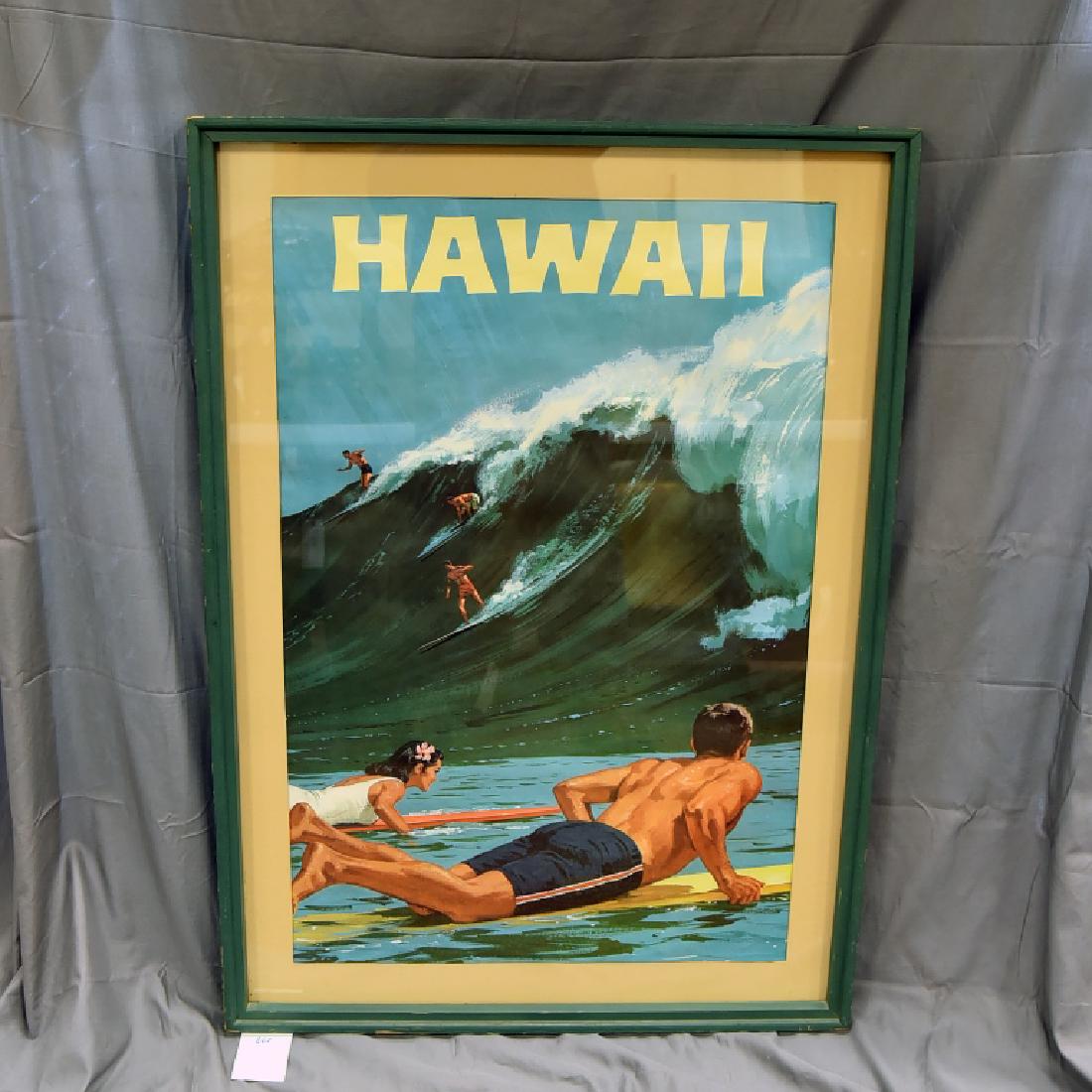 Vintage Chas. Allen Surfing Hawaii Travel Poster (1 of 4)