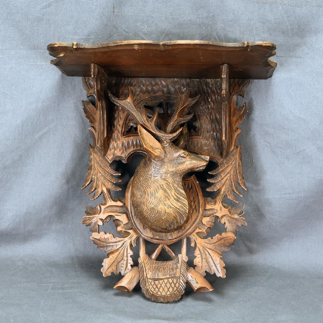 Black Forest Carved Shelf, Deers Head Decoration (1 of 5)