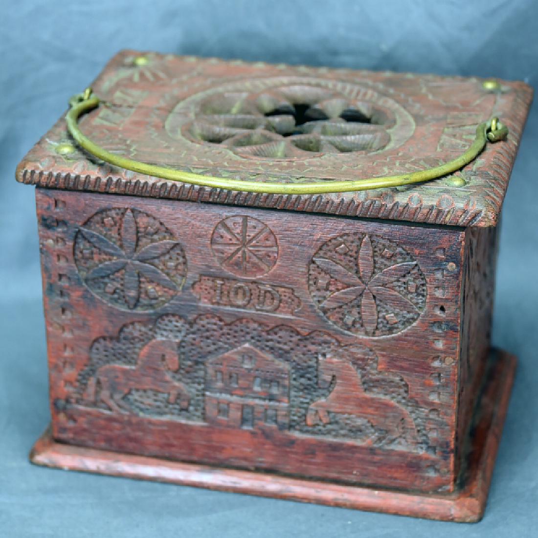 Antique Chip Carved Wooden Box (1 of 4)