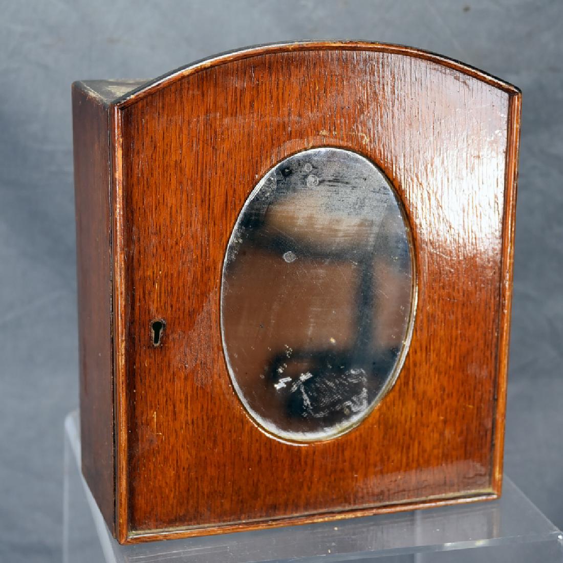 Small Oak Shaving Cabinet with Oval Mirror (1 of 3)
