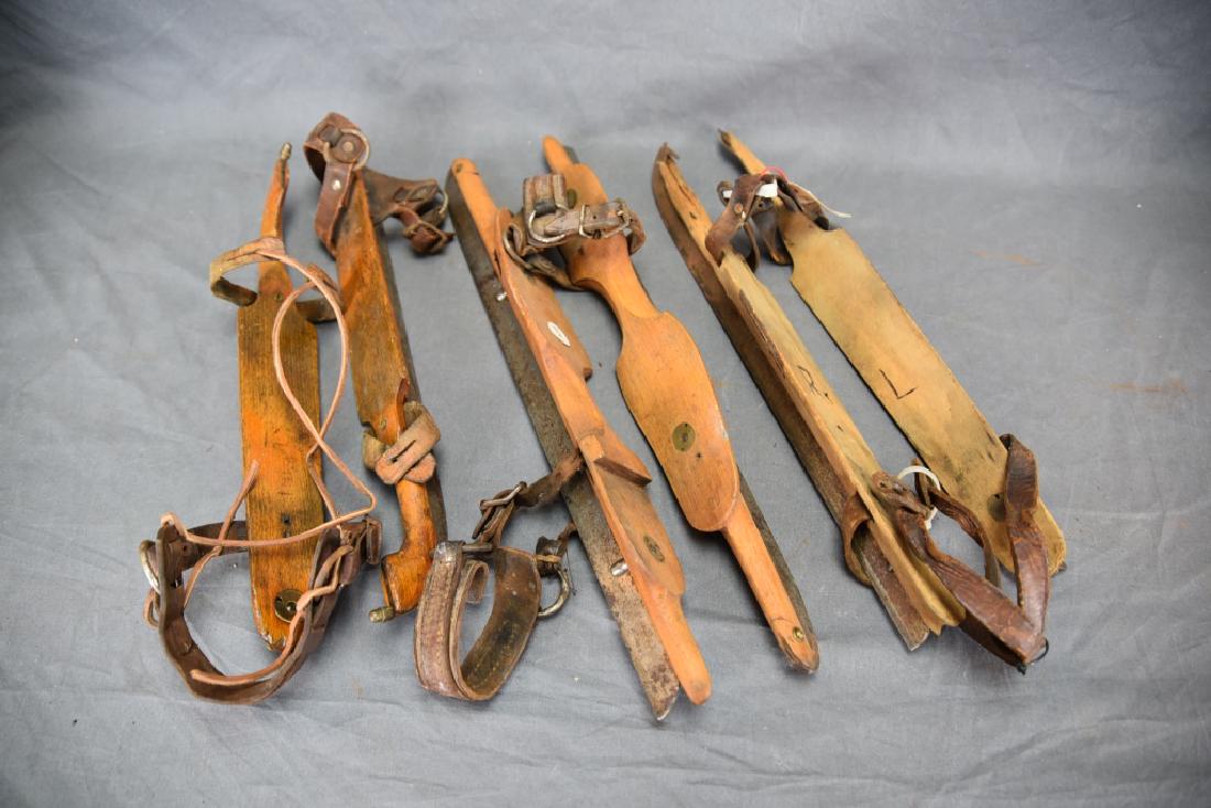 3 Pr. Antique Wood & Iron Racing Ice Skates (1 of 4)