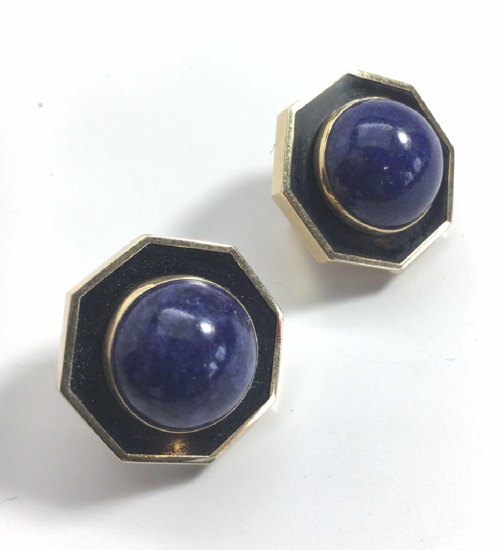 Peter Brams Designs Pbd 14k Lapis Onyx Earrings