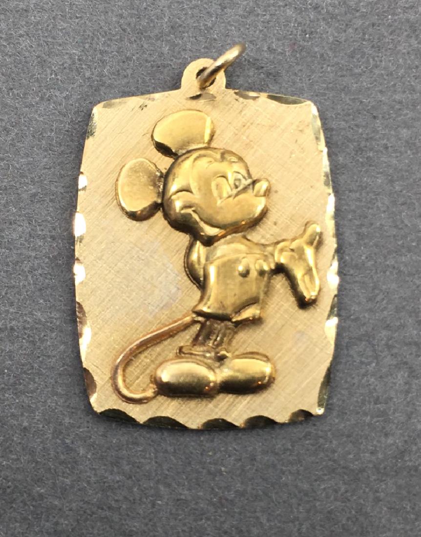 14K Walt Disney Productions Mickey Mouse Pendant: Approximate total weight 3.2 grams.