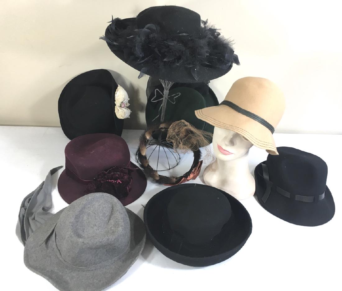 9 Vintage Women's Hats, Cloches, Fedora â€¦: A variety of styles, some from Betmar, Nine West, Lord and Taylor etc.