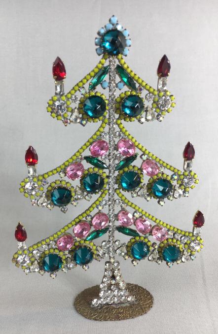 Vtg Czech Freestanding Rhinestone Christmas Tree (1 of 3)
