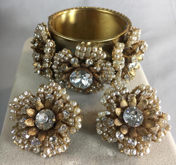 Miriam Haskell Cuff Bracelet and Earrings (1 of 8)