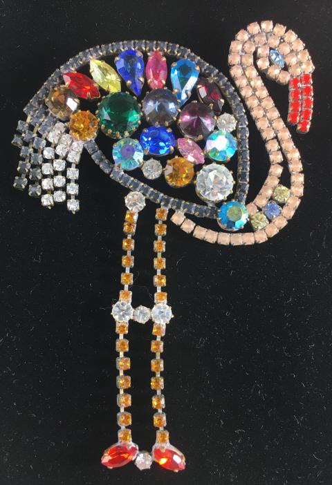 Large 1940s Czechoslovakian Flamingo Brooch (1 of 3)