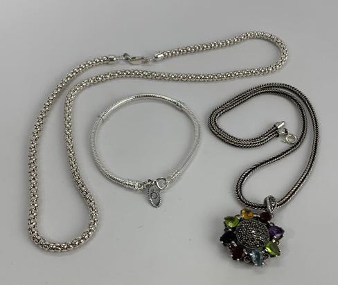 Pandora Bracelet, Hematite Rhinestone Necklace (1 of 6)