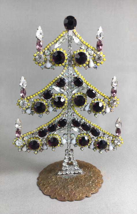 Vtg Czech Multicolor Rhinestone Standing Tree (1 of 2)