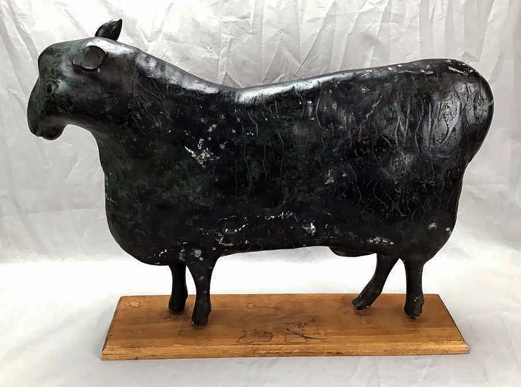 Patinated Bronze Sheep Sculpture (1 of 3)