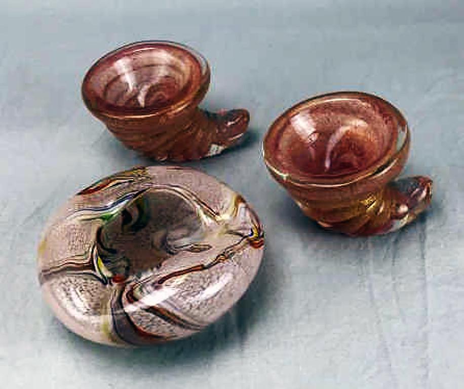 3 Midcentury Murano Glass Pieces, Pink Cornucopia (1 of 2)