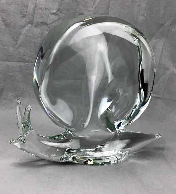 Murano Licio Zanetti Art Glass Snail: Signed, measures approximately 7 3/4" tall.