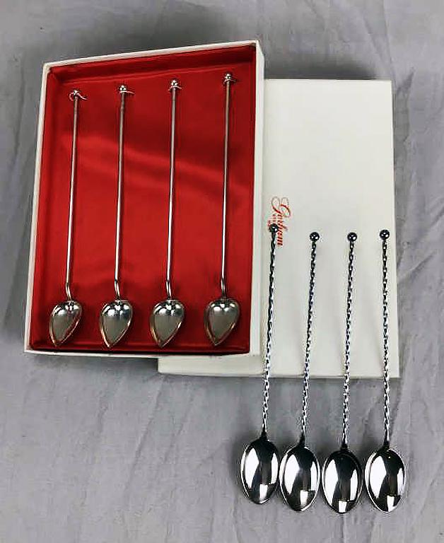 2 Sets of Sterling Silver Iced Tea Spoons (1 of 1)