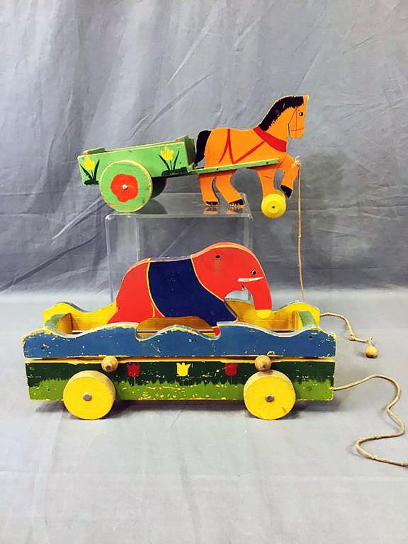 2 1930-40's Wooden Antique Pull Toys- Toy Kraft (1 of 6)