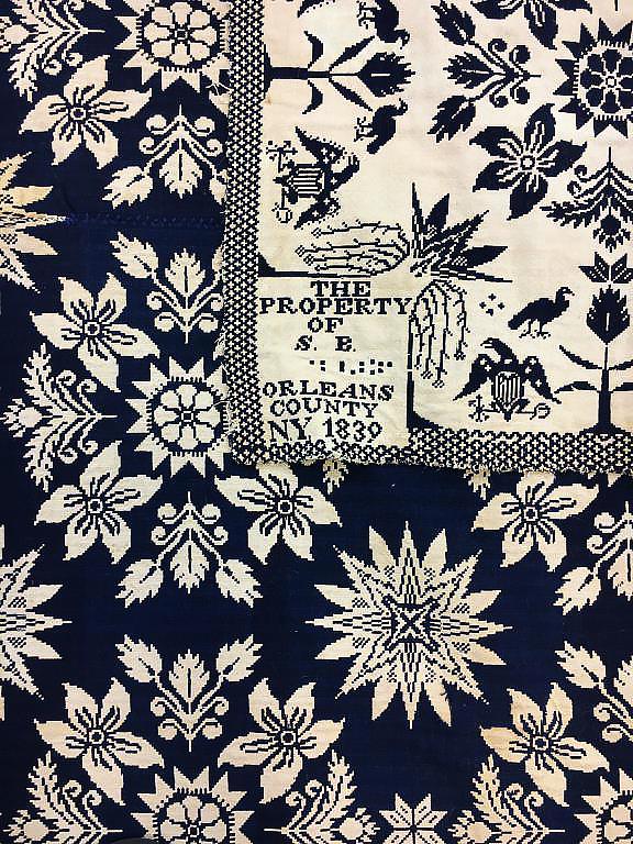 19th C. Hand Woven Coverlet Orleans County 1839 (1 of 6)