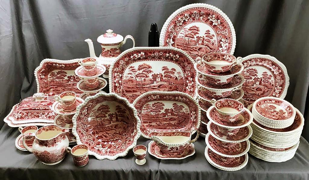 Large Group of Copeland Spode's Tower China in Red (1 of 15)