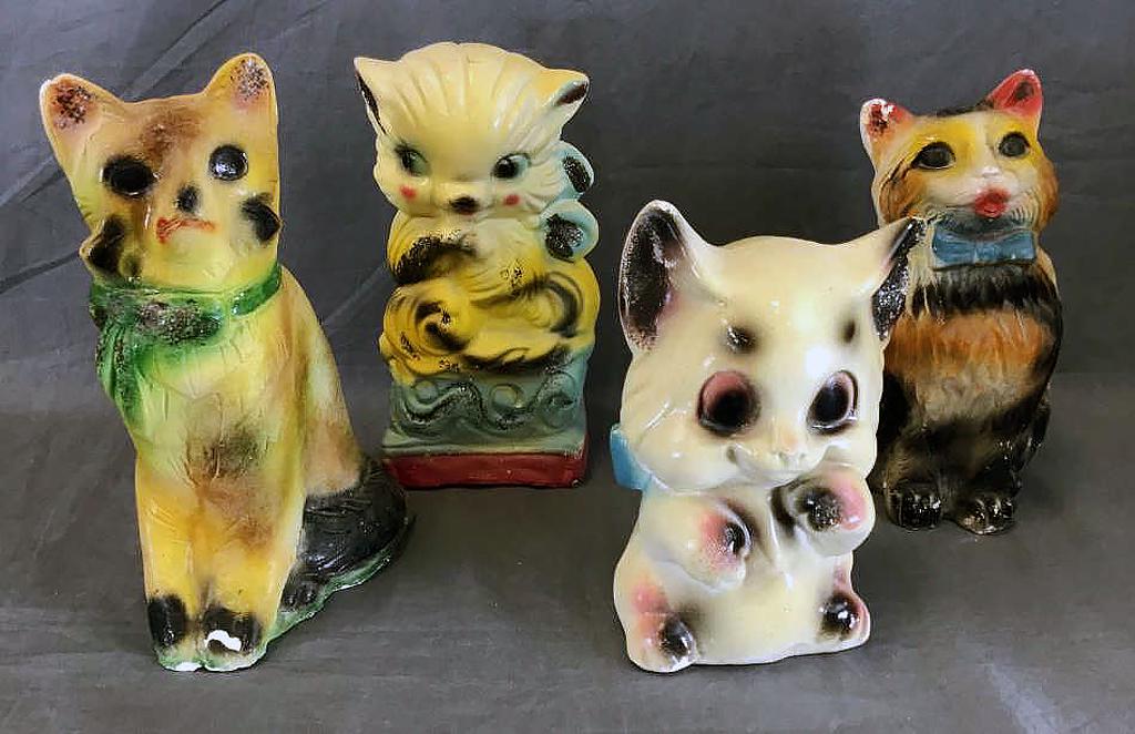 4 Chalk Carnival Cat Statues (1 of 3)