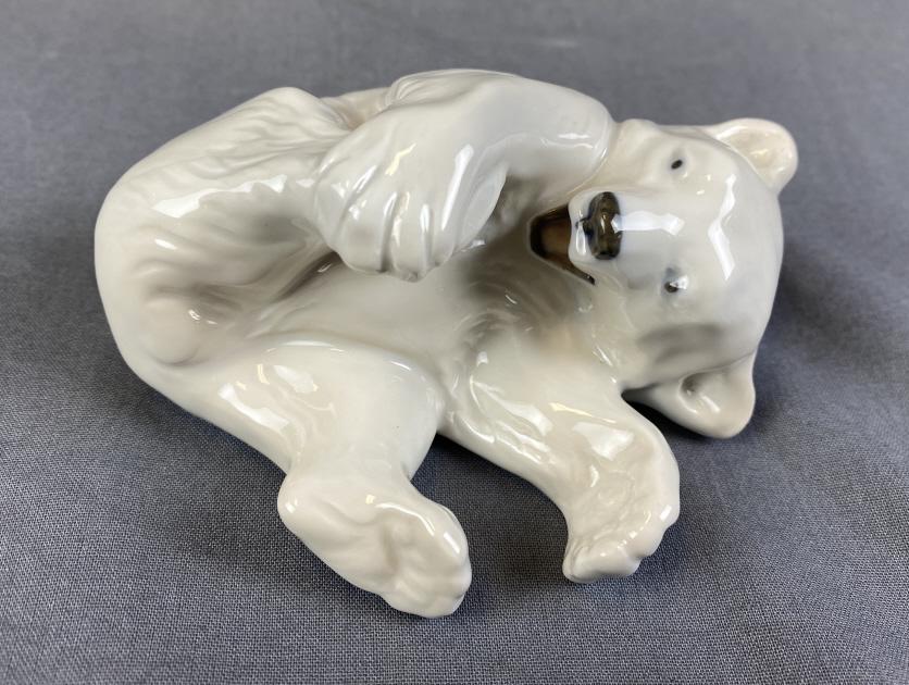 Royal Copenhagen Denmark Polar Bear Figurine: Numbered 729. It measures approximately 4 3/4" long.