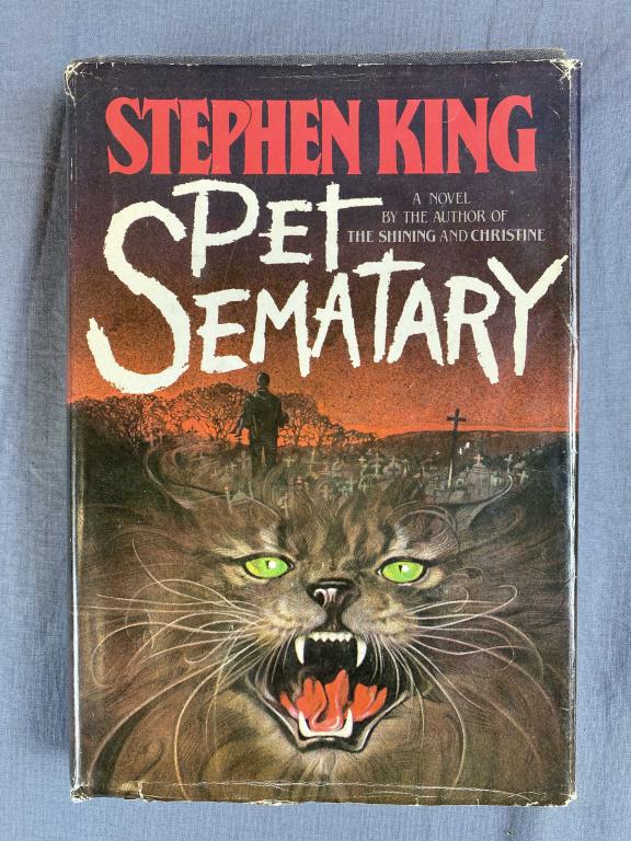 Stephen King Pet Sematary 1st Ed. 1983: Hardcover with dust jacket, stated first edition, gutter code Y38 on the last page. There is some wear on the dust jacket.