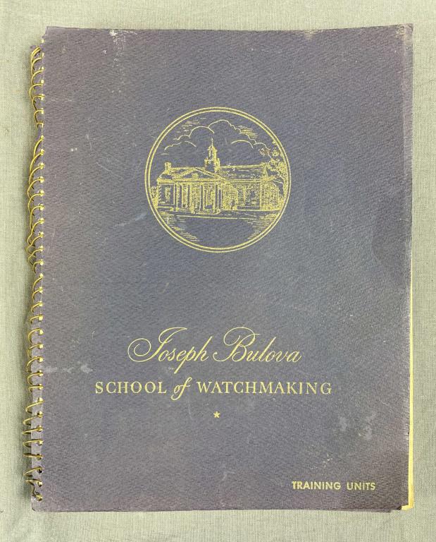 Bulova School of Watchmaking Training Guide 1947: Instructional watchmaker's guide by Joseph Bulova dated 1947. Soft cover spiral bound. See photos for condition.