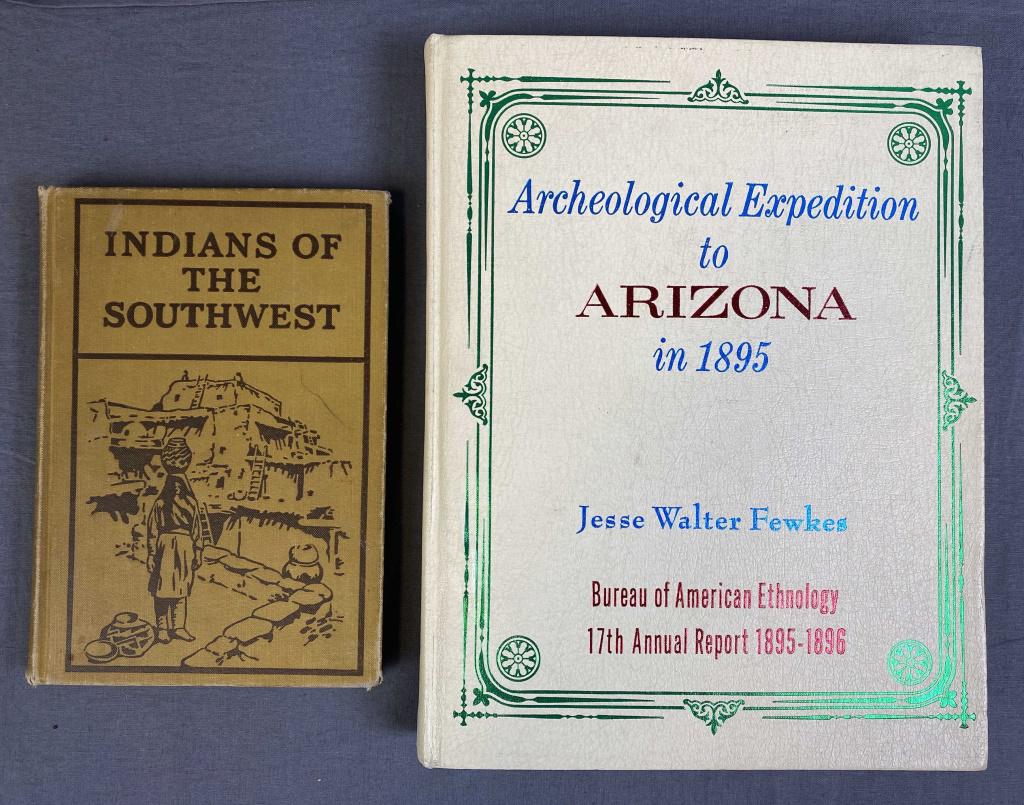 2 Vintage Books About Southwest Arts and Culture: Includes Archeological Expedition to Arizona in 1895 by Jesse Walter Fewkes, a 1971 reprint of the original Smithsonian publication. Also included is Indians of the Southwest by Pliny Earle Goddard 19