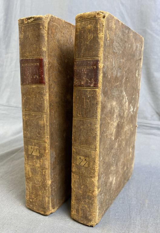 2 Vol. Set Robertson's History of Scotland 1811: Leather bound 2 volume set "The History of Scotland" by William Robertson dated 1811. Please see pictures for details and condition.