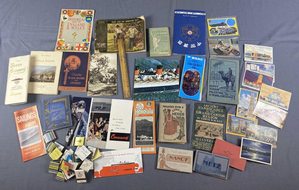 One Family's Collection of Travel Ephemera: Includes souvenir books and postcards, matchbooks and more as shown.