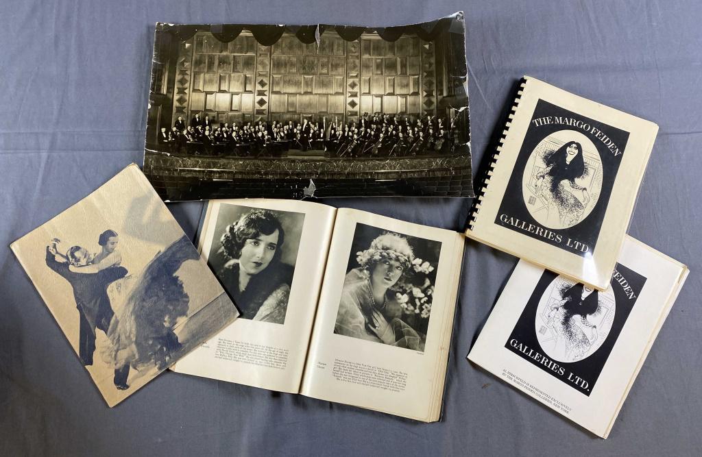 Early 20th C. Hollywood Celebrity Ephemera: Includes: Hardcover book "Stars of Photoplay" from the Los Angeles Examiner with Art photo portraits of the film favorites of 1924. A catalog of Al Hirschfeld prints from the Margo Feiden Galleries Lt
