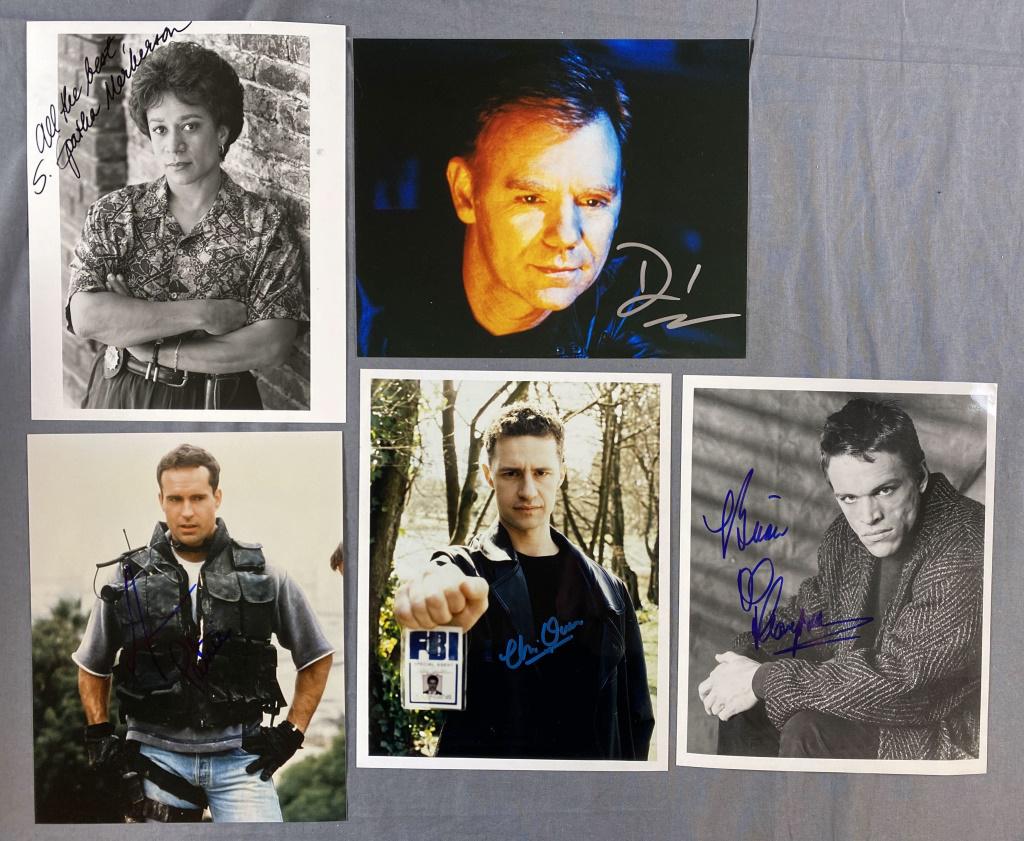 5 Autographed 8"x10" Celebrity Photos, Cop Shows: Includes autographed photos of Epatha Merkerson, David Caruso, Jason Patric, Chris Owen and Brian Thompson. This group of autographs comes from a reputable collector but we have not had them authentic